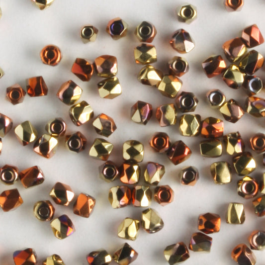 True 2mm Round Fire Polish California Gold Rush - 100 beads