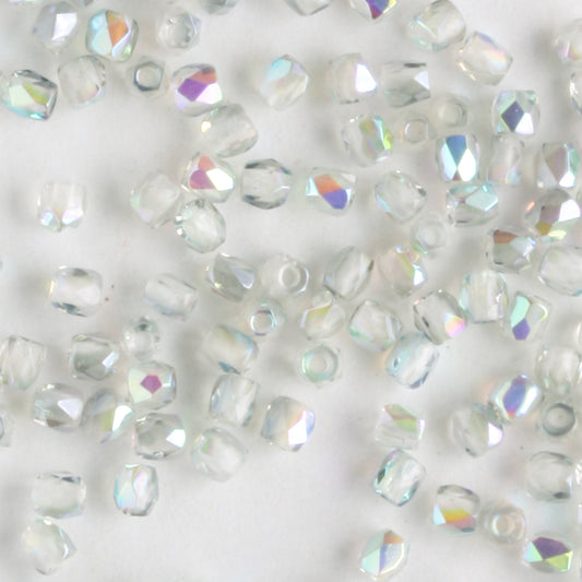 True 2mm Round Fire Polish Crystal Blue Rainbow - 100 beads