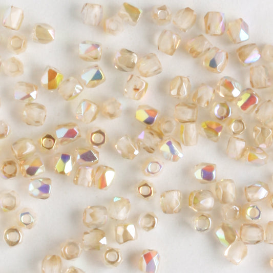 True 2mm Round Fire Polish Crystal Lemon Rainbow - 100 beads