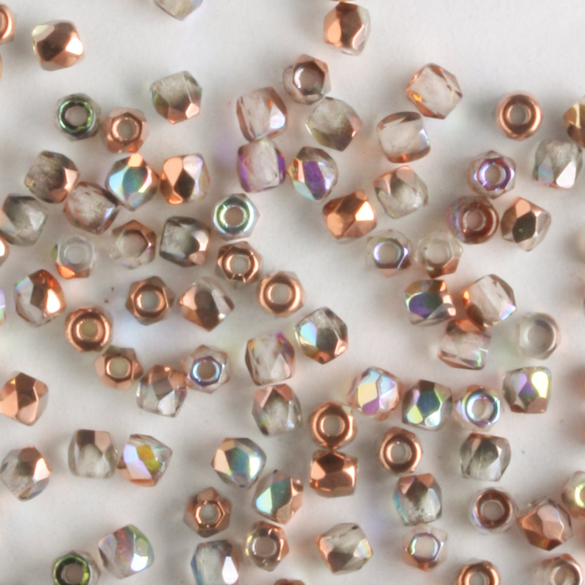 True 2mm Round Fire Polish Crystal Copper Rainbow - 100 beads