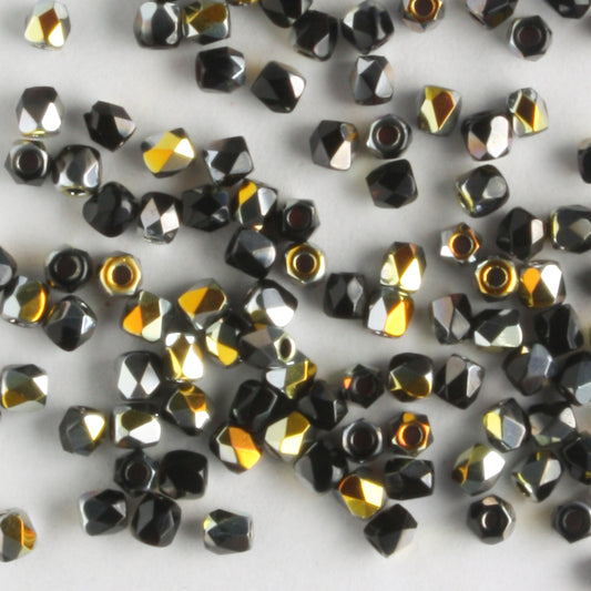 True 2mm Round Fire Polish Jet Marea - 100 beads