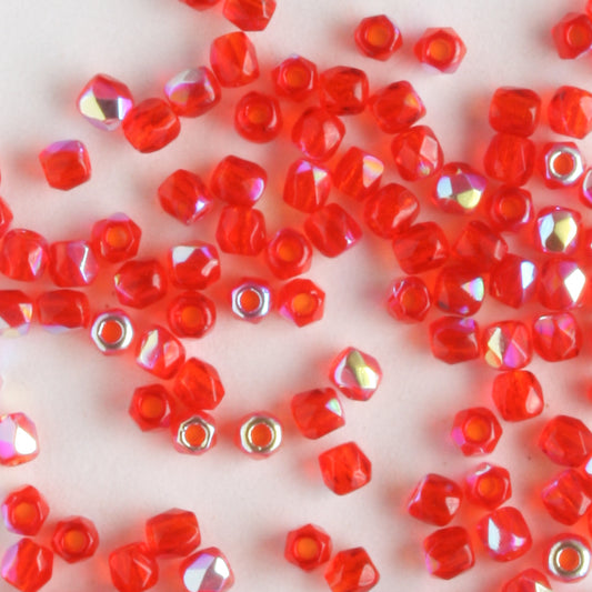 True 2mm Round Fire Polish Siam AB - 100 beads