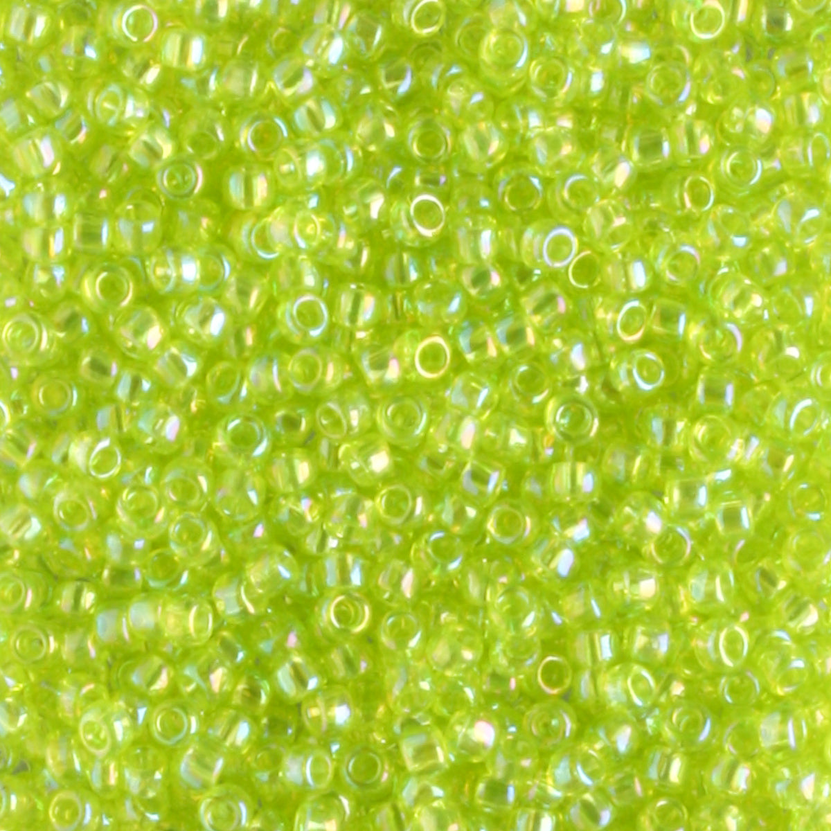 15/0 Transparent Rainbow Lime Green - 5 grams