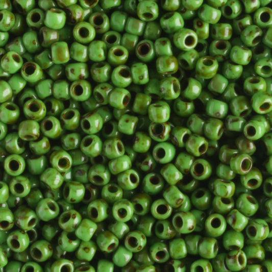 11/0 Hybrid Mint Green Picasso - 10 grams