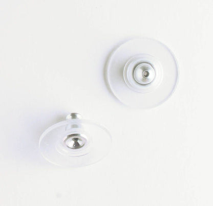 Earring Back, Silver and Plastic - 5 pair