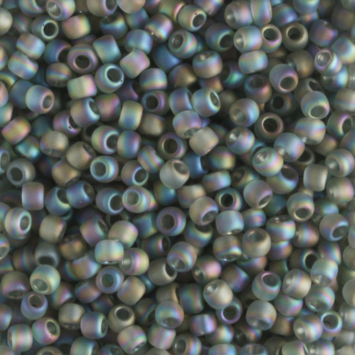 11/0 Transparent Frosted Rainbow Gray - 10 grams