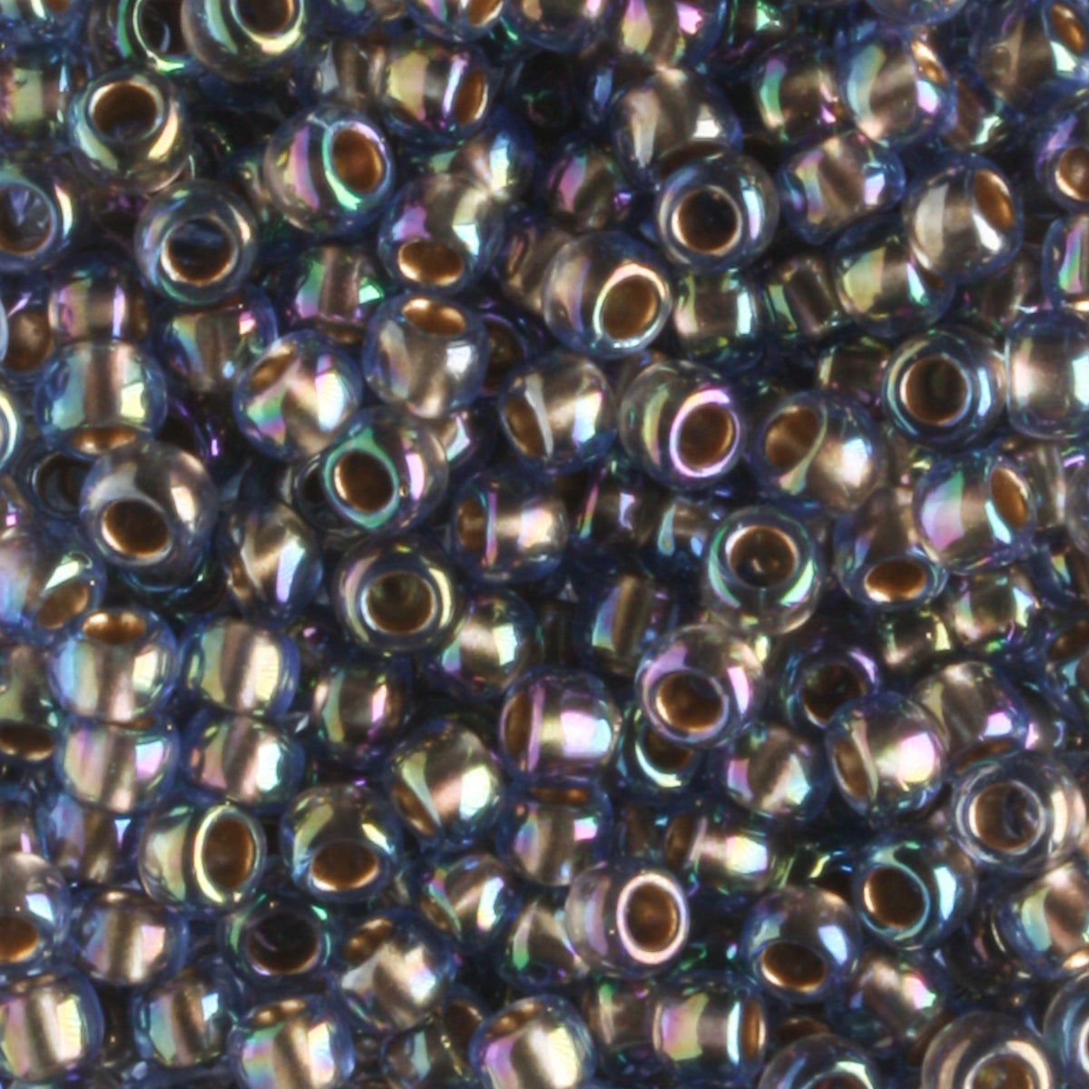 8/0 Gold Lined Rainbow Light Sapphire - 10 grams