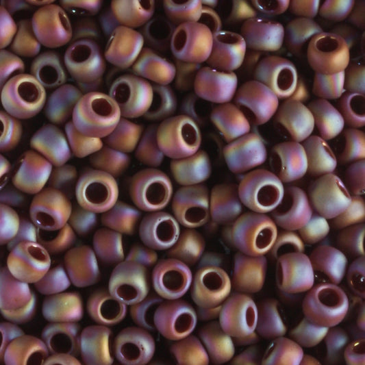 8/0 Opaque Rainbow Frosted Oxblood - 10 grams