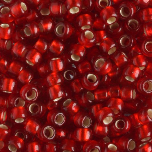 8/0 Silver Lined Frosted Ruby - 10 grams