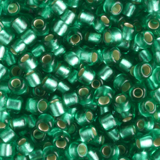 8/0 Silver Lined Frosted Dark Peridot - 10 grams