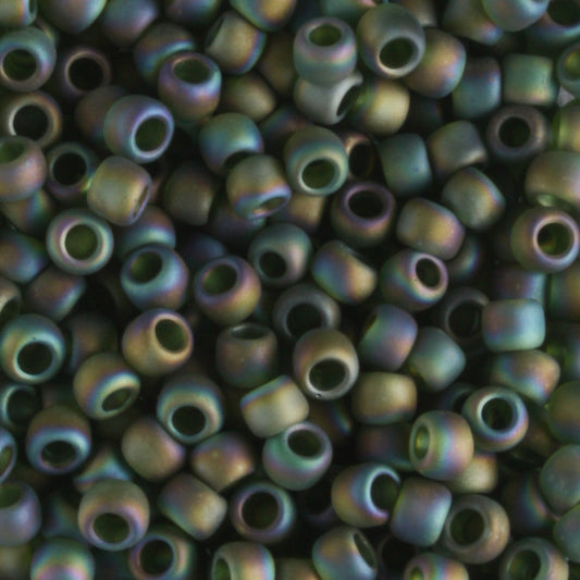 8/0 Transparent Rainbow Frosted Olivine - 10 grams