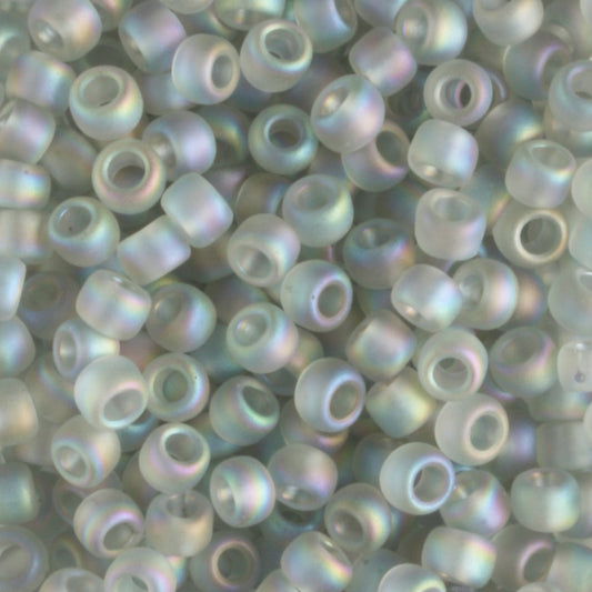 8/0 Transparent Rainbow Frosted Black Diamond - 10 grams