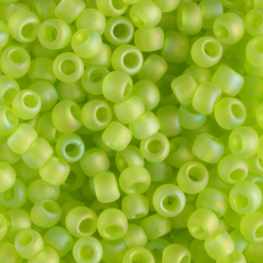 8/0 Transparent Rainbow Frosted Lime Green - 10 grams