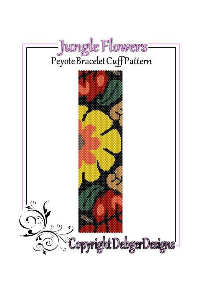 Jungle Flowers Bracelet Pattern - PDF