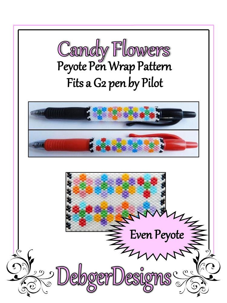 Candy Flowers Pen Wrap Pattern - PDF