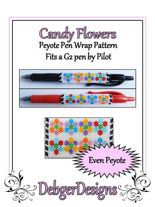 Candy Flowers Pen Wrap Pattern - PDF