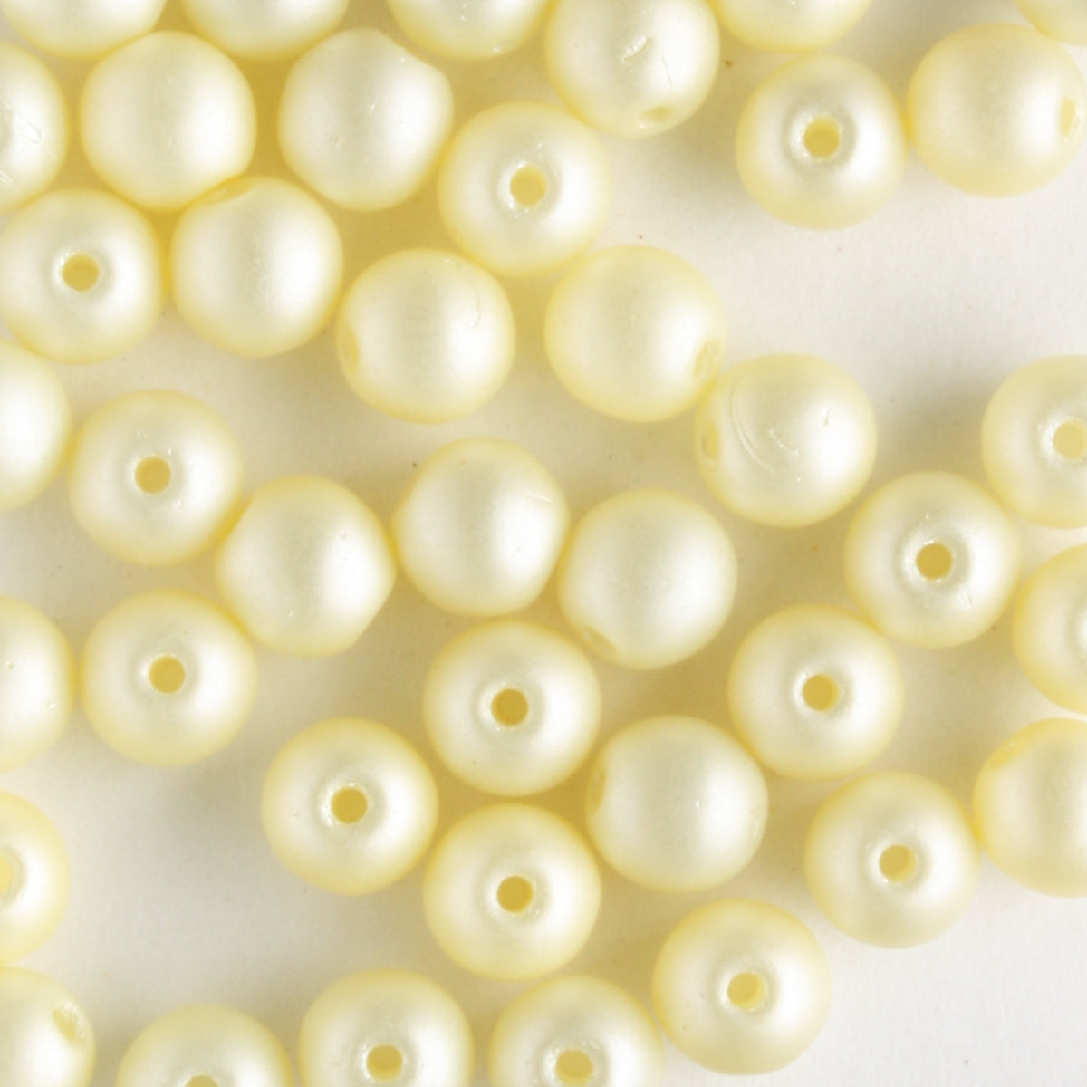 4mm Round Glass Pearls Matte Cream - 100 beads