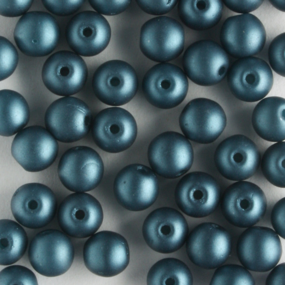 4mm Round Glass Pearls Matte Steel Blue - 100 beads