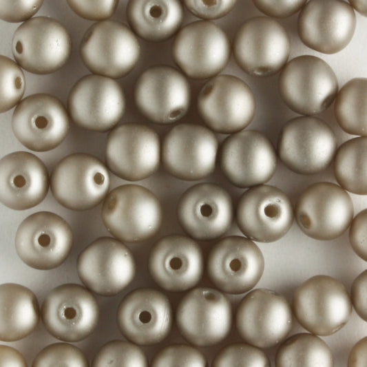 4mm Round Glass Pearls Matte Brown Sugar - 100 beads