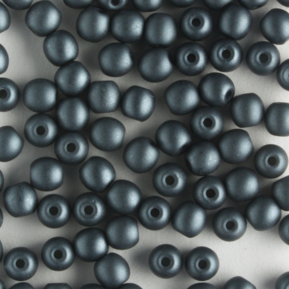 3mm Round Glass Pearls Matte Charcoal - 100 beads