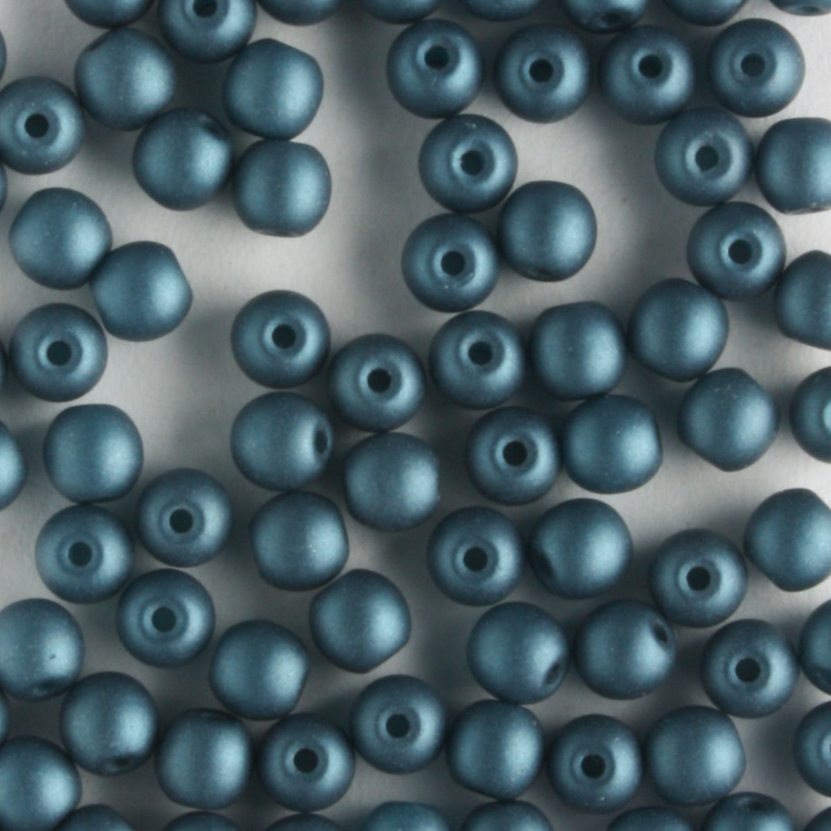 3mm Round Glass Pearls Matte Steel Blue - 100 beads