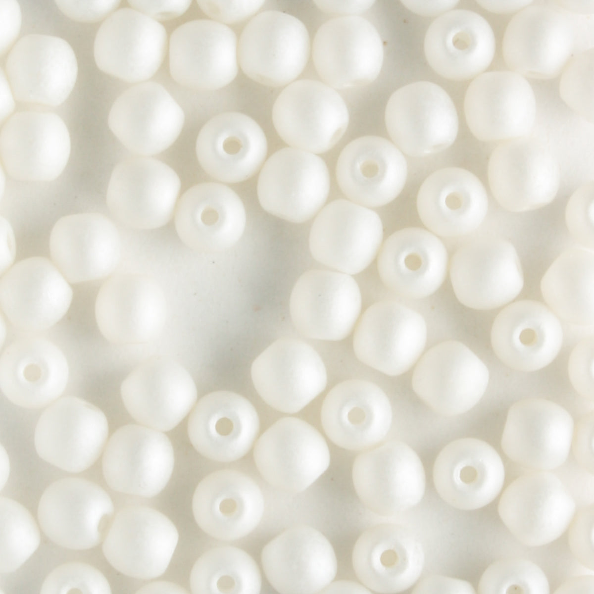 3mm Round Glass Pearls Matte Snow - 100 beads
