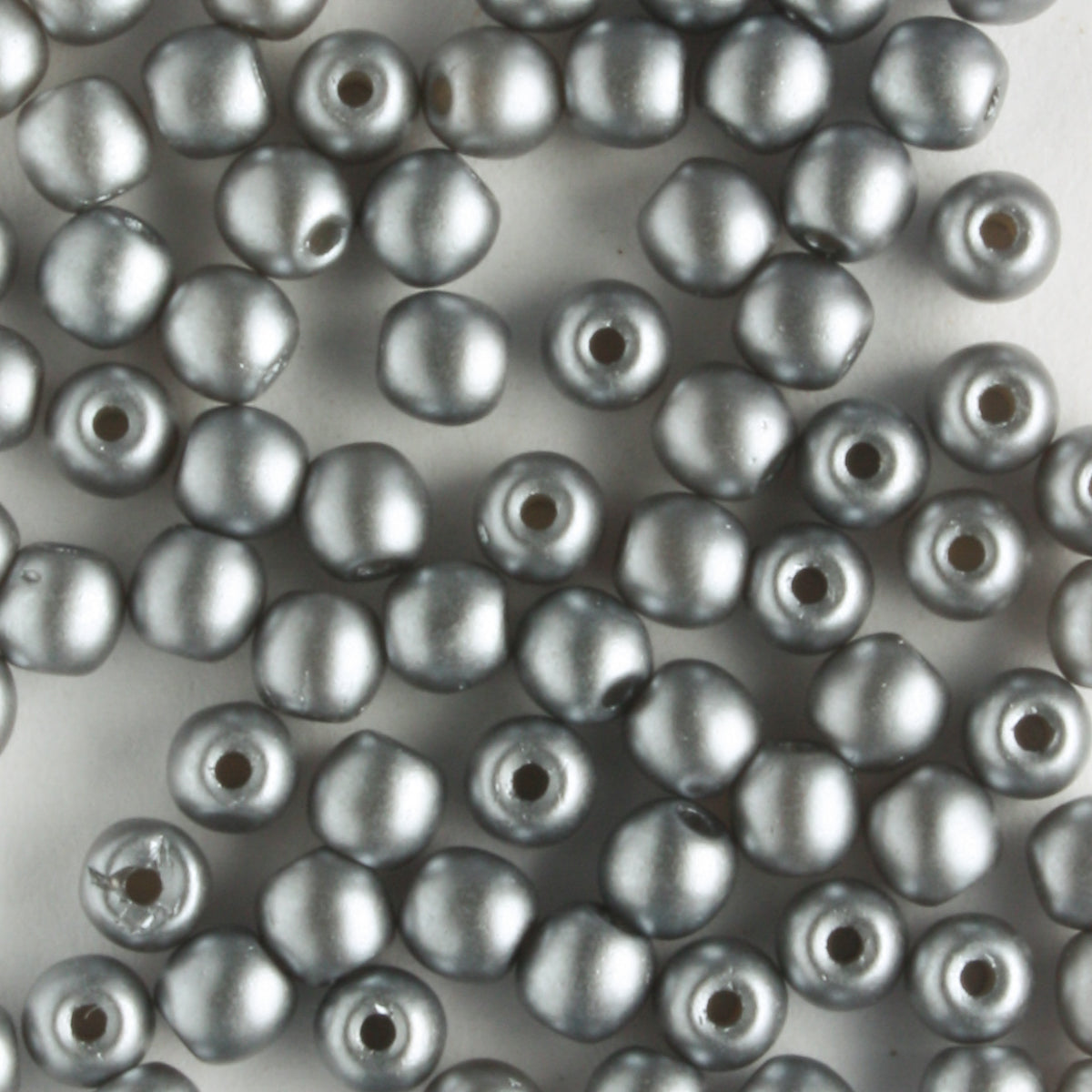 3mm Round Glass Pearls Silver - 100 beads