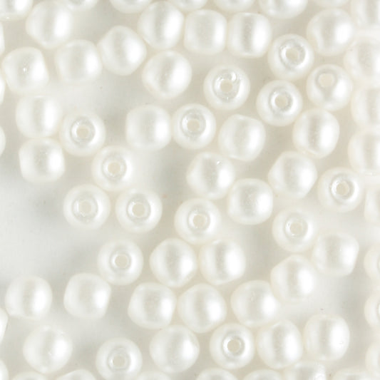 3mm Round Glass Pearls Snow - 100 beads