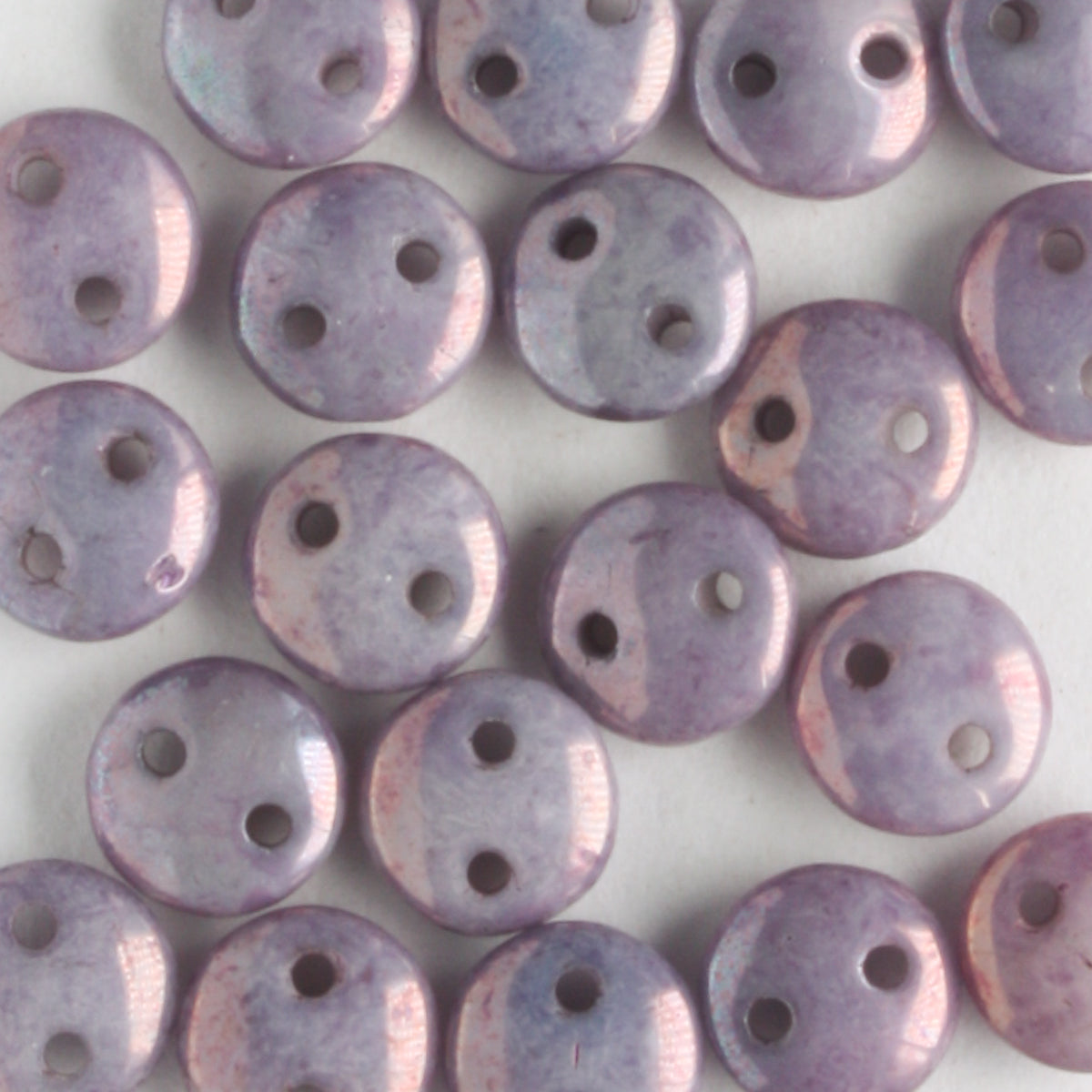 2 Hole Lentil Luster Opaque Amethyst - 50 beads