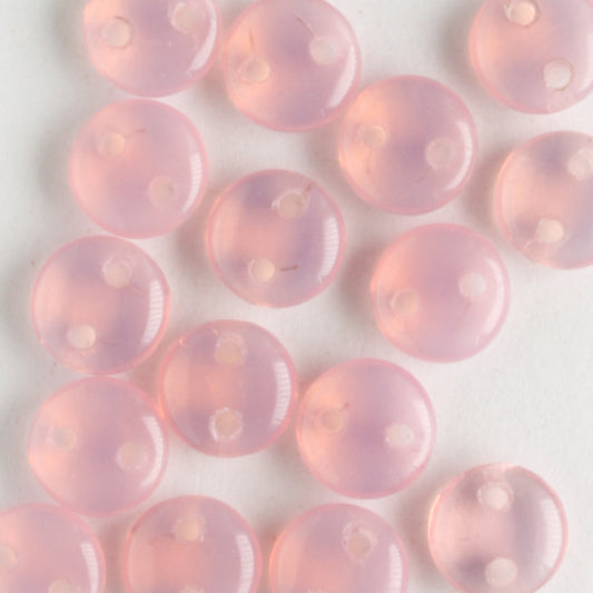 2 Hole Lentil Milky Pink - 50 beads