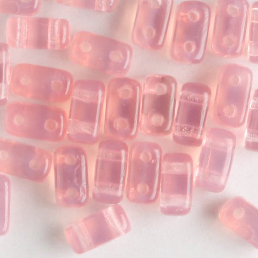 2 Hole Brick Milky Pink - 50 beads