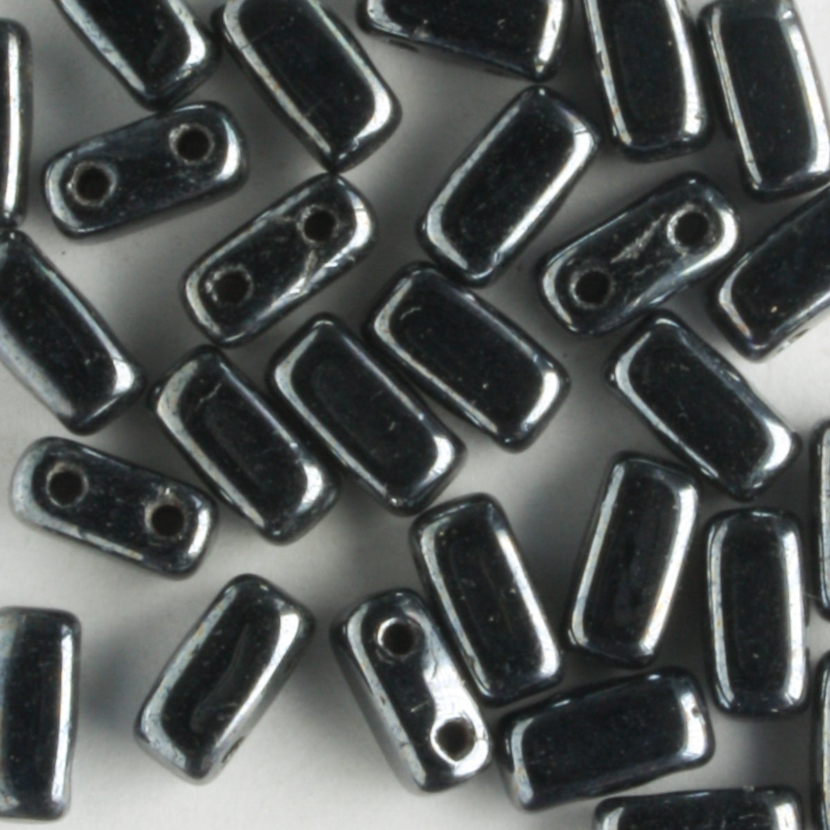 2 Hole Brick Hematite - 50 beads