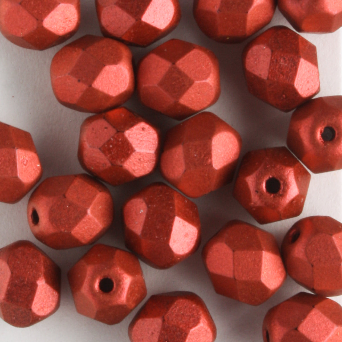 6mm Round Fire Polish Matte Metallic Lava - 25 beads