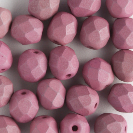 6mm Round Fire Polish Saturated Lavender - 25 beads