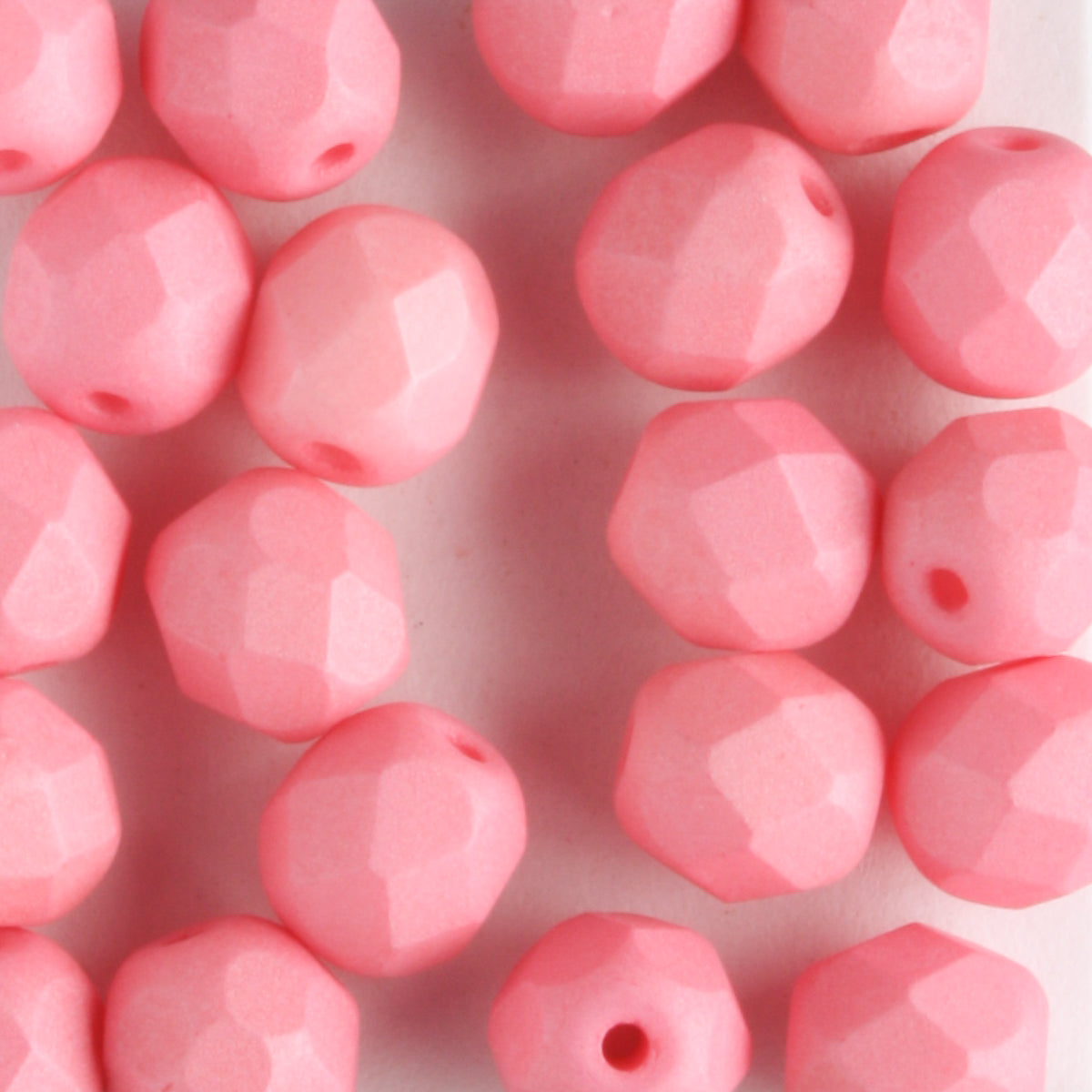 6mm Round Fire Polish Saturated Pink - 25 beads