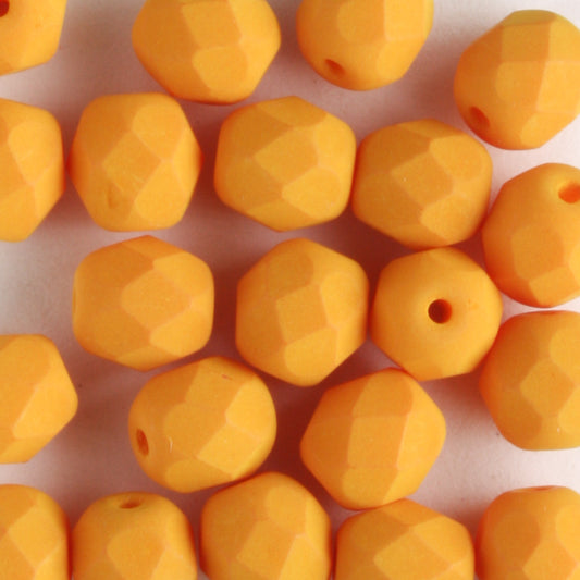 6mm Round Fire Polish Saturated Pumpkin - 25 beads