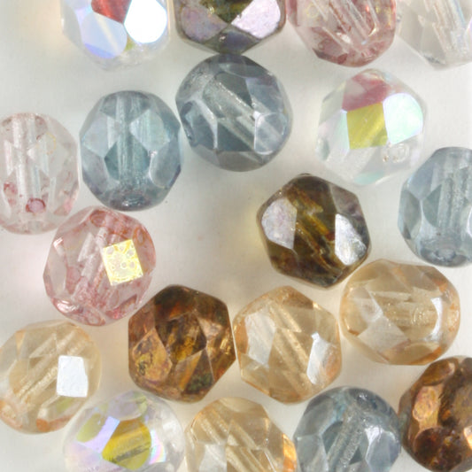 6mm Round Fire Polish Luster Mix - 25 beads