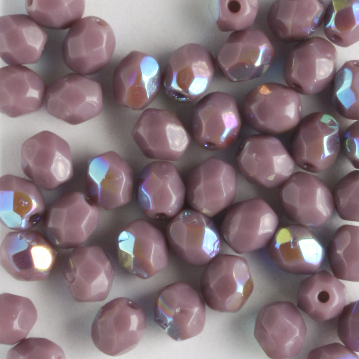 4mm Round Fire Polish Opaque Purple AB - 100 beads