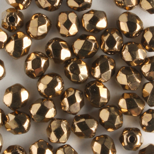 4mm Round Fire Polish Bronze - 100 beads