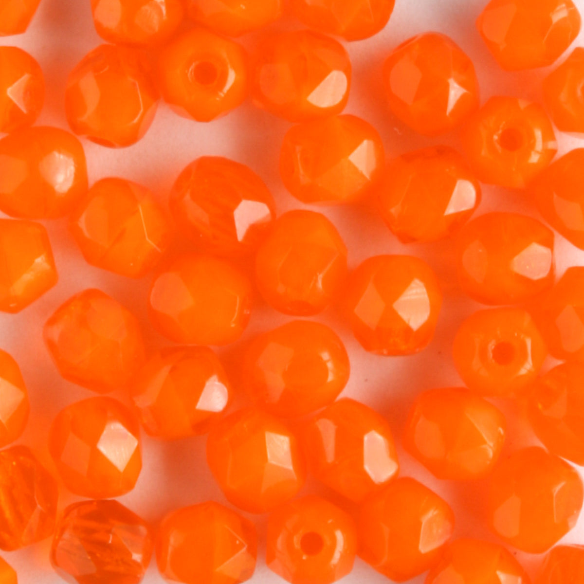 4mm Round Fire Polish Opal Orange - 100 beads