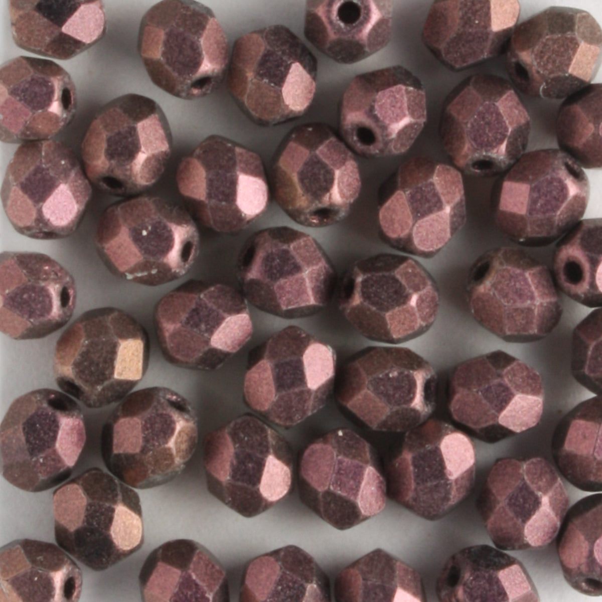 4mm Round Fire Polish Metallic Suede Pink - 100 beads