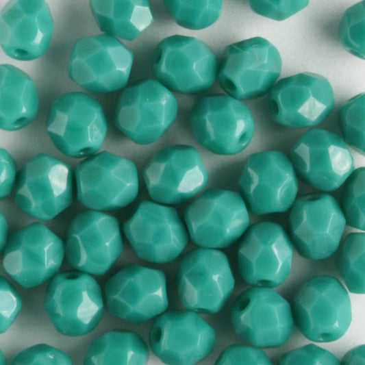 4mm Round Fire Polish Persian Turquoise - 100 beads