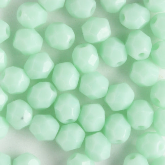 4mm Round Fire Polish Opaque Pale Jade - 100 beads