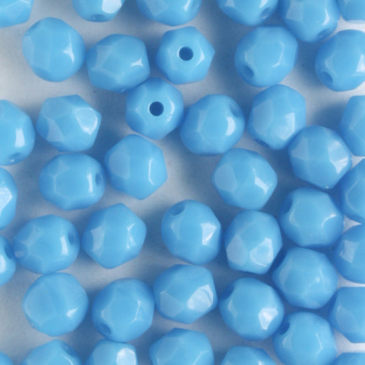 4mm Round Fire Polish Opaque Blue Turquoise - 100 beads