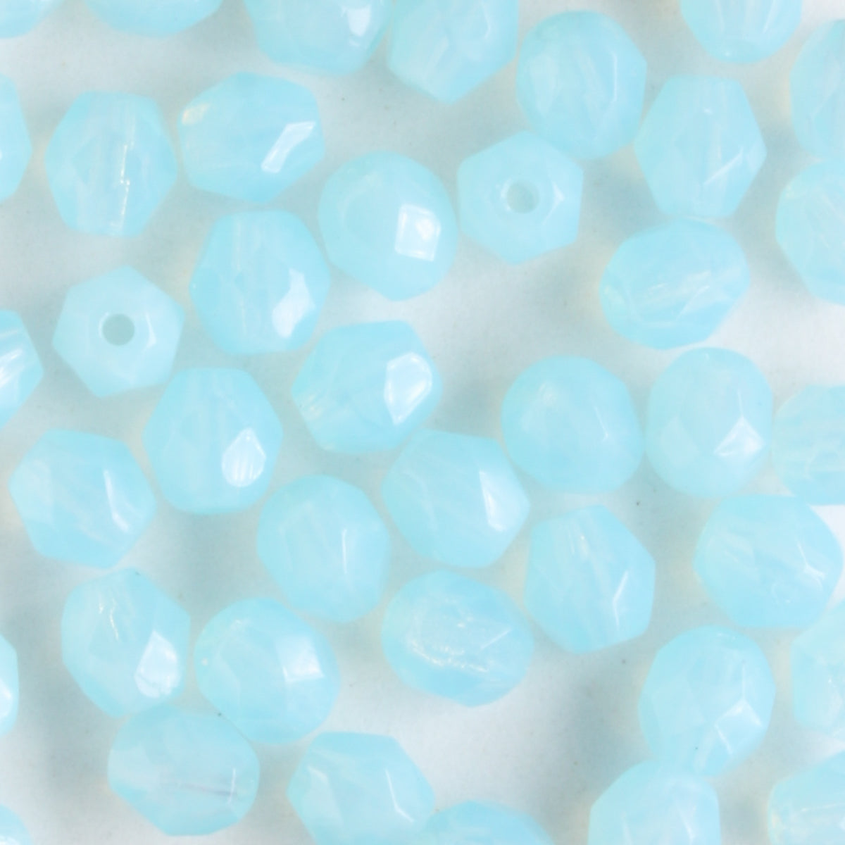 4mm Round Fire Polish Milky Aquamarine - 100 beads