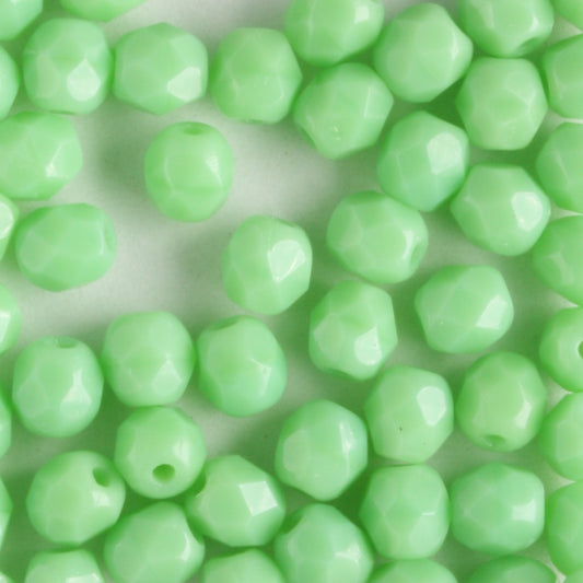 4mm Round Fire Polish Honeydew - 100 beads