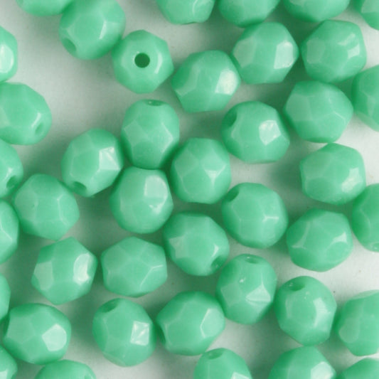 4mm Round Fire Polish Green Turquoise - 100 beads