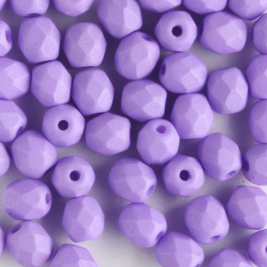 4mm Round Fire Polish Saturated Purple - 100 beads
