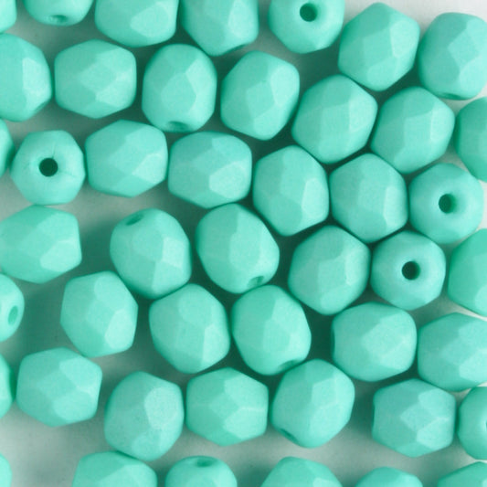 4mm Round Fire Polish Saturated Teal - 100 beads