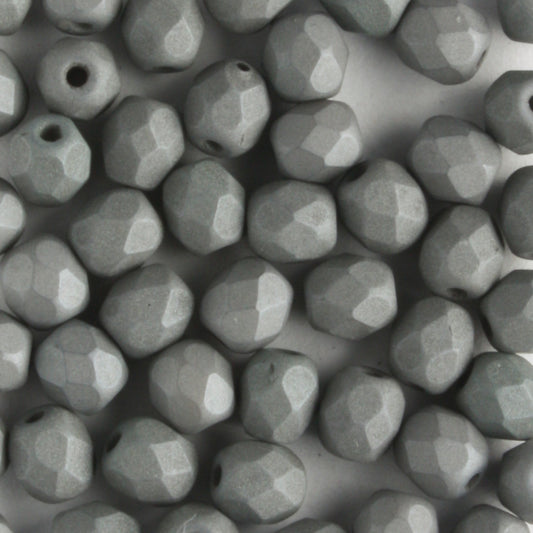 4mm Round Fire Polish Saturated Grey - 100 beads